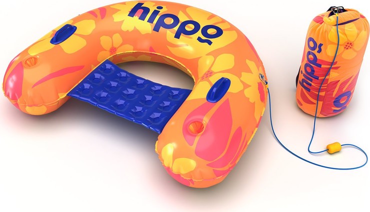 מזרון כיסא ים עם עוגן Hippo -  כתום פרחוני