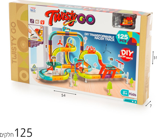 מסלול רכבת  מגנטי 125 חלקים TWISTY-GO