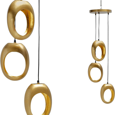 תאורת תקרה ל-3 נורות HuttonBrass בצבע זהב במידות 30X35X135