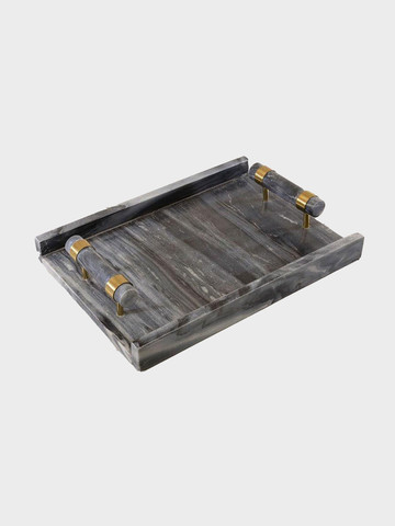 מגש שיש אפור Cabasl בגודל 36X26X8 בצבע זהב