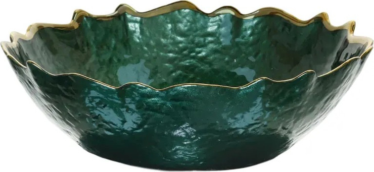 קערת הגשה פס זהב green MYKONOS