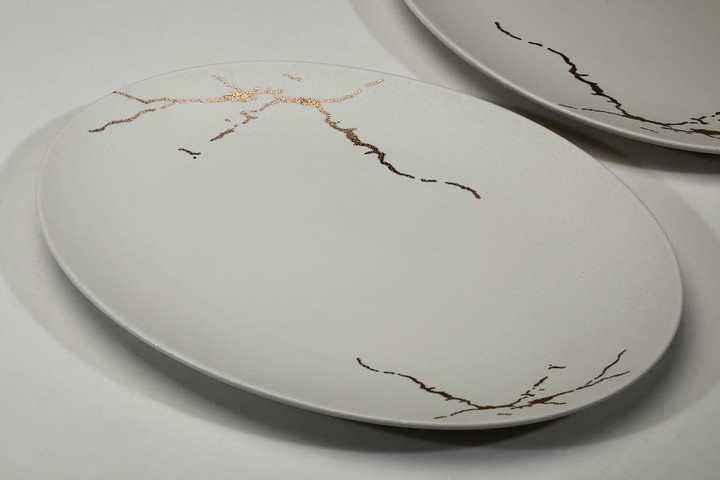 פלטה אובלית שיש לבן 32.5 ס"מ SLMPEL MOKA NEW BONE CHINA