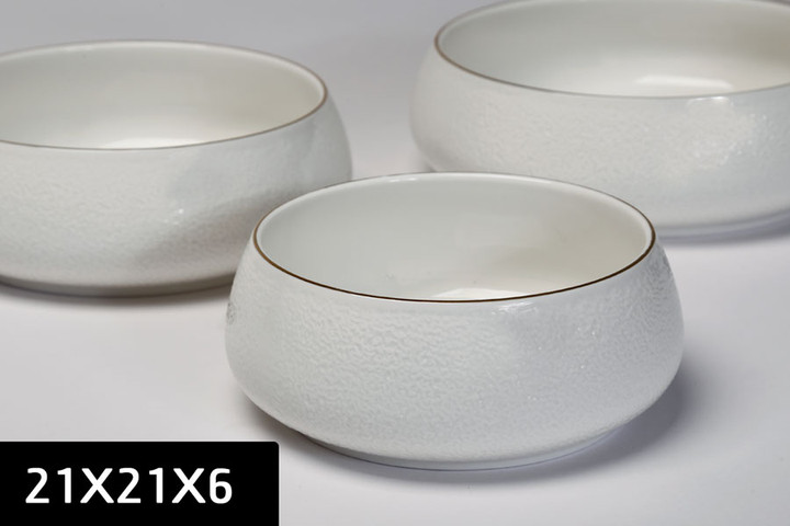 צלחת עמוקה  21X21 ס״מ SPECIAL WHITE/GOLD