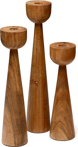 מארז 3 פמוטי עץ שיטה (Acacia) גבוהים ומרשימים במיוחד לעיצוב מדורג עד גובה: 35 ס"מ
