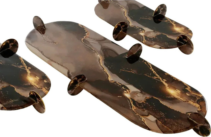 מגש הגשה על רגליות Marble Email כהה 36X19X5 ס״מ B-DECOR