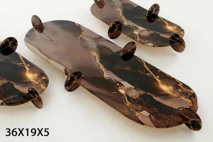 מגש הגשה על רגליות Marble Email כהה 36X19X5 ס״מ B-DECOR
