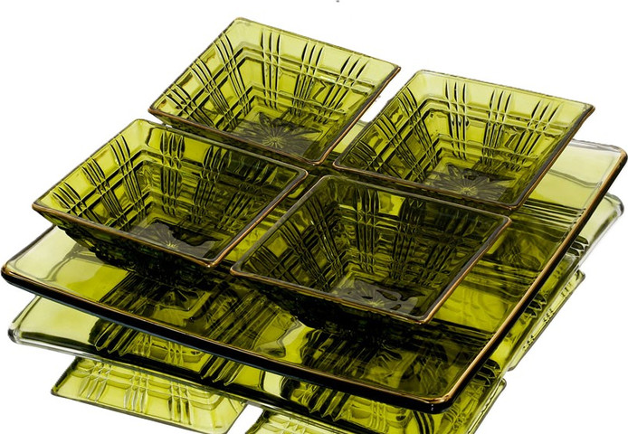 קברט 5 חלקים 12X12X4.5 28X28X2 ס"מ GREEN GOLD CRYSTALINE