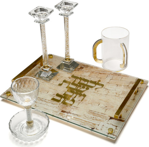סט שבת מגש הכותל קריסטל + נטלת אקריליק