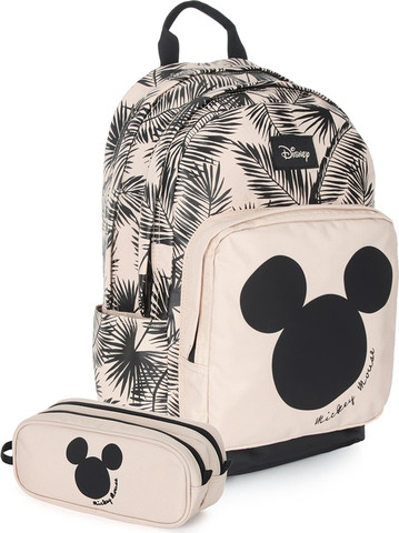 תיק גב לנוער + קלמר Disney Palm Mickey בז'