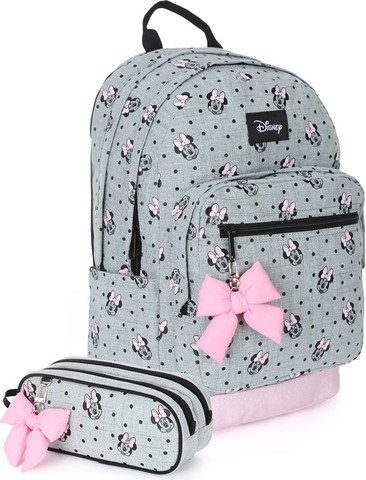 תיק גב לנוער + קלמר Disney Grey Minnie