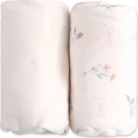 זוג סדינים לעריסה 60*90 סמ - ליין Wonderland - ורוד בהיר - Light Pink