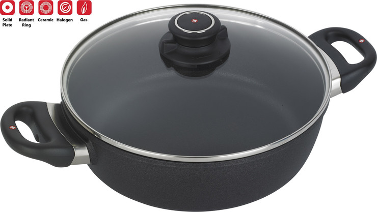 סיר נמוך 24 ס"מ 3 ל' אינדוקציה nonstick מחוזק בגבישי יהלומים תוצרת Swiss Diamond