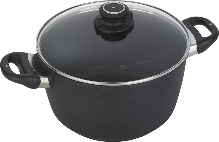 סיר גבוה 24 ס"מ 5.2 לnonstick  מחוזק בגבישי יהלומים תוצרת Swiss Diamond