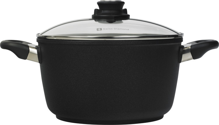 סיר גבוה 24 ס"מ 5.2 לnonstick  מחוזק בגבישי יהלומים תוצרת Swiss Diamond
