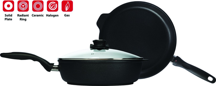 סט מחבת + סוטאז' 28 ס"מ nonstick מחוזק בגבישי יהלומים תוצרת Swiss Diamond