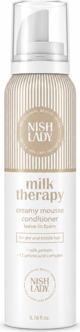 NISH LADY Milk Therapy Creamy Mousse Conditioner – קונדישנר מוס טיפולי ללא שטיפה לשיער יבש ופגום