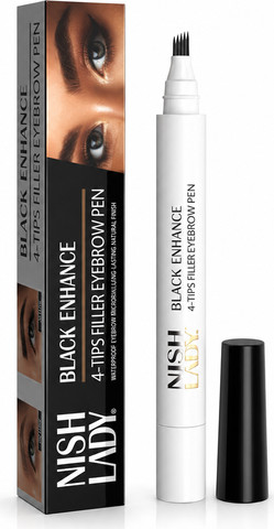NISH LADY Black Enhance Filler Eyebrow Pen עט ומברשת טיפוח ועיצוב גבות שחור