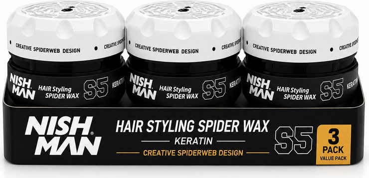 מארז שלישייה NISHMAN S5 Keratin Spider Wax – ווקס מקצועי לעיצוב שיער עם קראטין