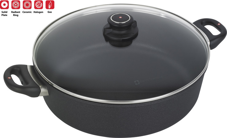 סיר נמוך 32 ס"מ 6.8 ל' אינדוקציה nonstick  מחוזק בגבישי יהלומים תוצרת Swiss Diamond