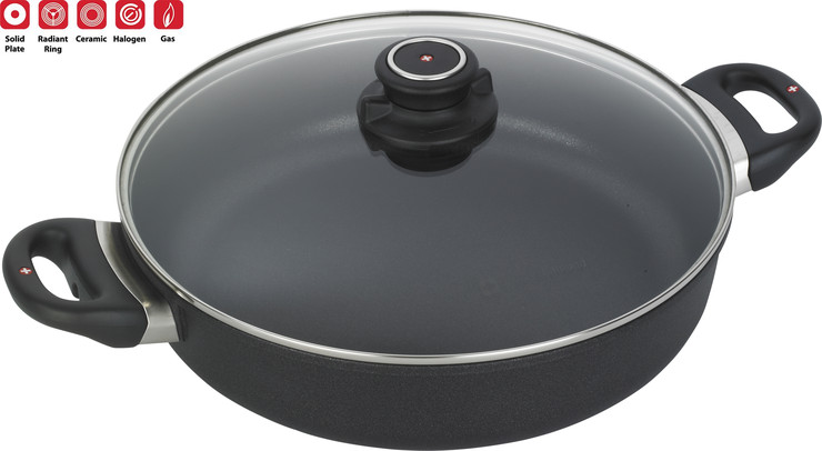 סיר שטוח 28 ס"מ 3.5 ל' nonstick מחוזק בגבישי יהלומים תוצרת Swiss Diamond