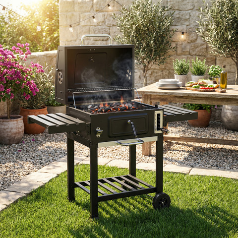 גריל פחמים/מעשנה עם רשת מתרוממת SmokeMaster