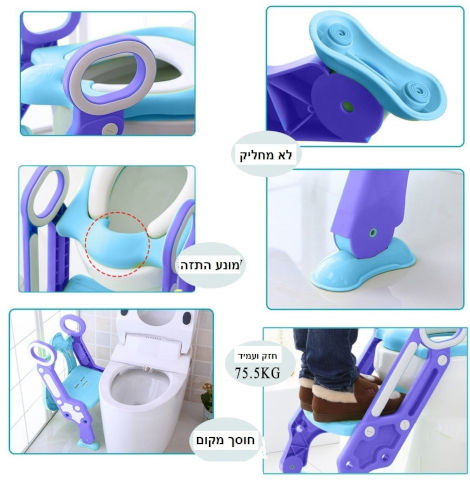 ישבנון מרופד לפעוט עם מונע החלקה ומונע התזה - כחול/סגול