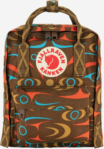 Fjallraven Kanken Art Mini -תיק גב קנקן מיני בהדפס אומנותי בצבע חום בהדפס מיוחד