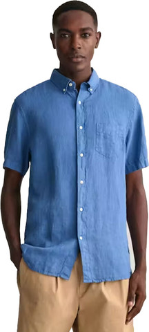 חולצה מכופתרת פשתן שרוול קצר Gant גזרת Regular Fit