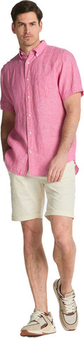 חולצה מכופתרת פשתן שרוול קצר Gant גזרת Regular Fit