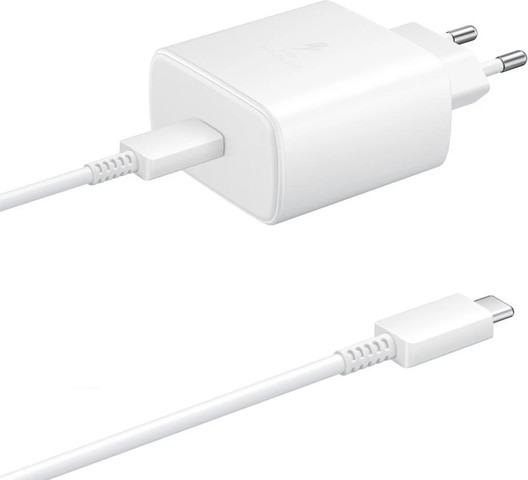 מטען קיר Samsung Super Fast Travel Charger 45W עם כבל USB-C בצבע לבן