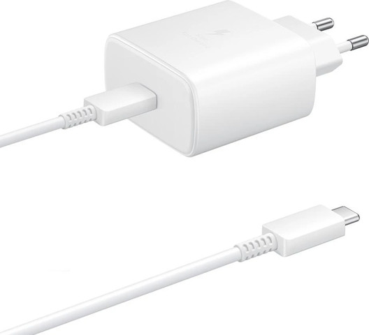 ראש מטען Samsung Charger 65W + כבל Type-C to Type-C בצבע לבן