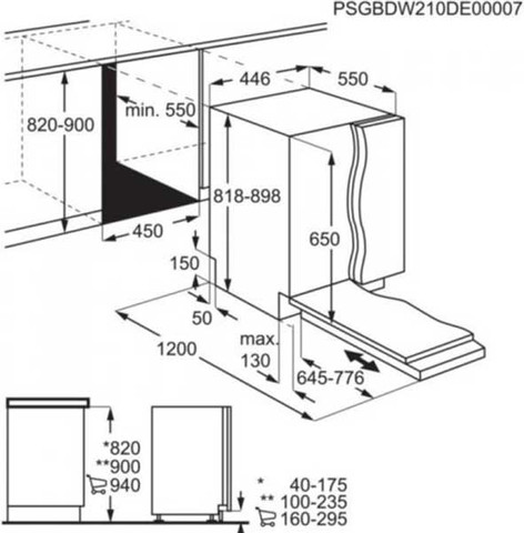מדיח כלים צר אינטגרלי מלא Electrolux אלקטרולוקס EEM43200L
