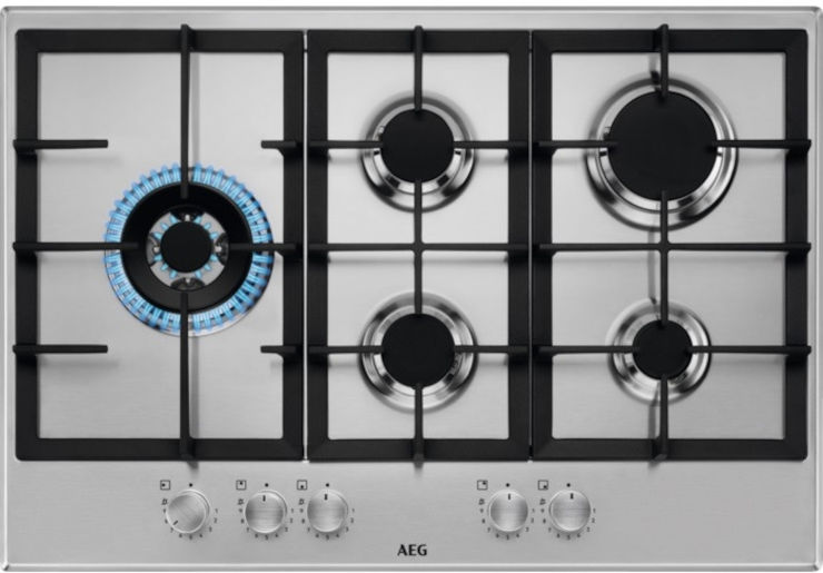 כיריים גז 5 להבות 75 ס"מ AEG א.א.ג. Slim Line HGB75520SM