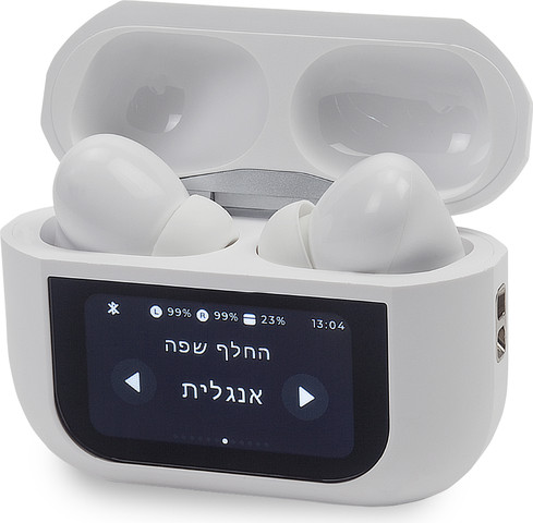 אוזניות TWS תמיכה בעברית ומסך מגע צבעוני