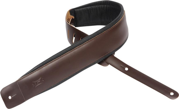 רצועה לגיטרה "3 חומה  DM1PD-DBR 3" Leather Guitar Strap With Foam Padding
