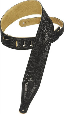 רצועה לגיטרה "2.5  MS17T04-BLK 2.5" Suede Leather Guitar Strap