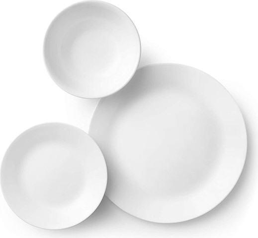 סט 18 צלחות Corelle ל 6 סועדים - עיקרית ,עוגה ומרק דגם Winter Frost