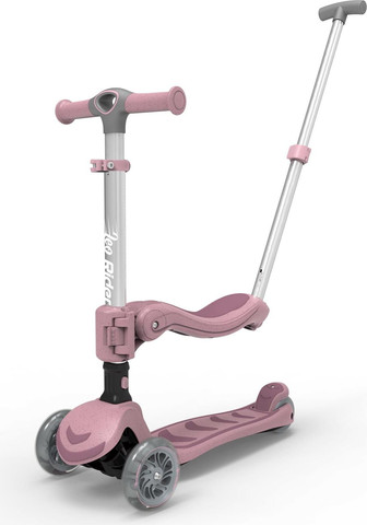 LEO Rider 3in1 – קורקינט 3 ב-1 לילדים עם מושב מתקפל ומוט דחיפה | כסף