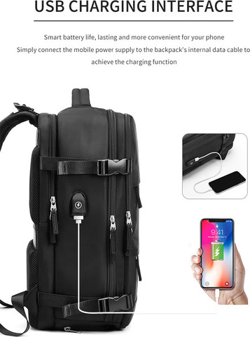 תיק גב RoamPak Quantum 20L למחשב 16 אינץ' עם יציאת USB מבית כאמל מאונטין - שחור