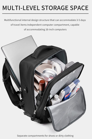 תיק גב RoamPak Quantum 20L למחשב 16 אינץ' עם יציאת USB מבית כאמל מאונטין - שחור