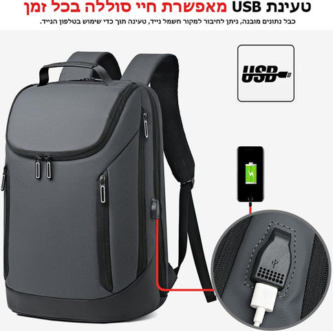 תיק גב Voltra™ ProX מבית כאמל מאונטיין – 35 ליטר, מתאים למחשב נייד בגודל 15.6 אינץ' - אפור