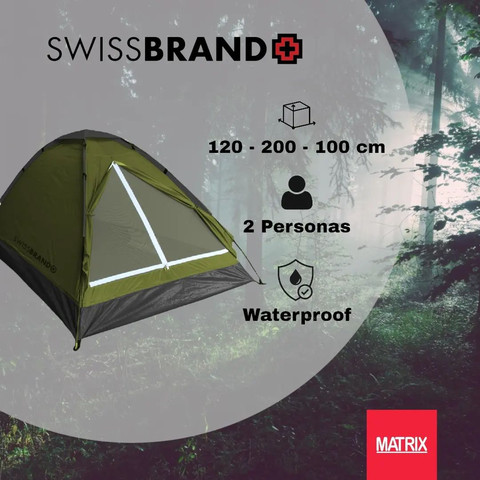 אוהל קמפינג 2 אנשים - 2 עונות מבית SWISSBRAND  דגם Camping Tent