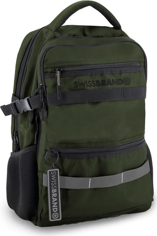 תיק גב עם תא ללפטופ דגם Buzz מבית המותג השוויצרי Swissbrand צבע ירוק