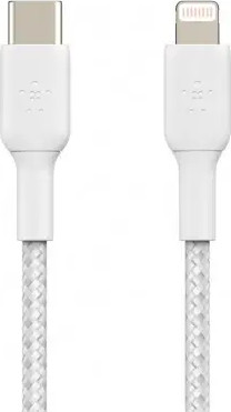כבל USB-C קלוע עם חיבור Lightning באורך 1 מ' Belkin לבן