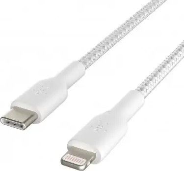 כבל USB-C קלוע עם חיבור Lightning באורך 1 מ' Belkin לבן