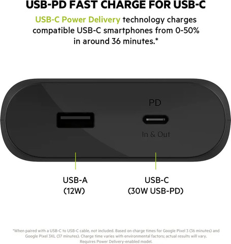 מטען נייד לטעינה מהירה Belkin BOOST CHARGE Power Bank 20K USB-C PD 20000mAh שחור