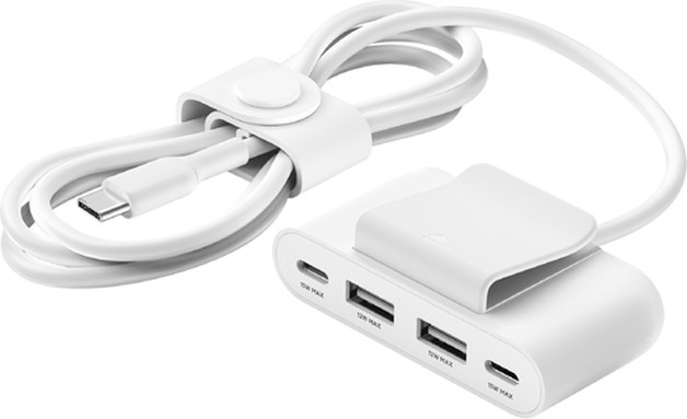 מאריך כוח USB עם 2 יציאות USB-A ו USB-C  צבע שחור