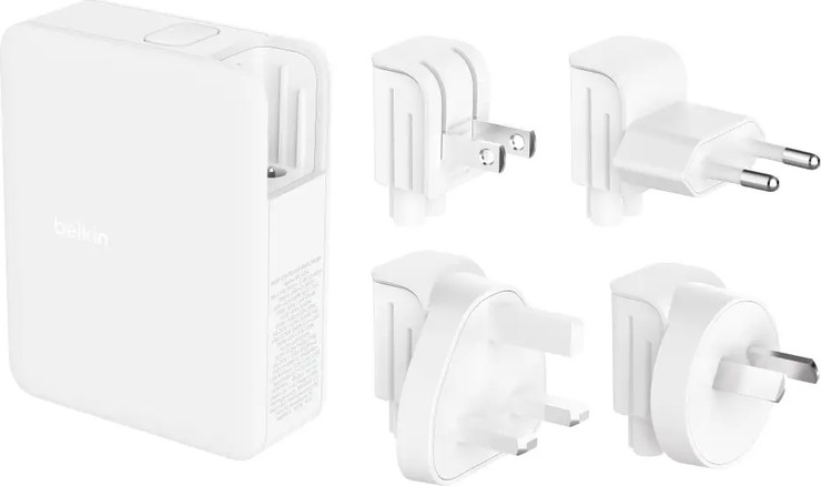 מטען קיר 4 יציאות Belkin BoostCharge 140W עם מתאמים לשקעים UK, EU, US WCH014bt