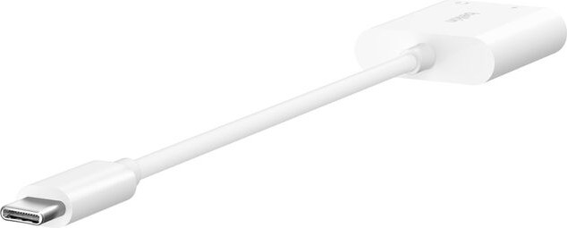 מתאם אודיו וטעינה USB-C ל-3.5 מ"מ של Belkin – האזנה וטעינה במקביל לבן