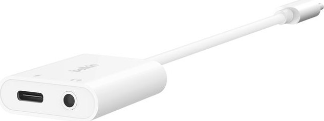 מתאם אודיו וטעינה USB-C ל-3.5 מ"מ של Belkin – האזנה וטעינה במקביל לבן